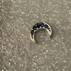 Nose Ring- Blue Sapphire Like  Moon Nose Stud Ring 20 G Stainless Steel